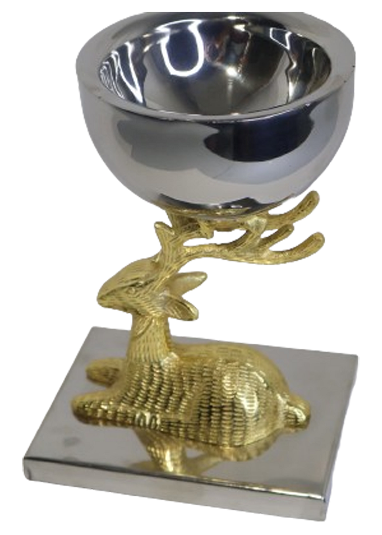Golden Reindeer with Steel Bowl