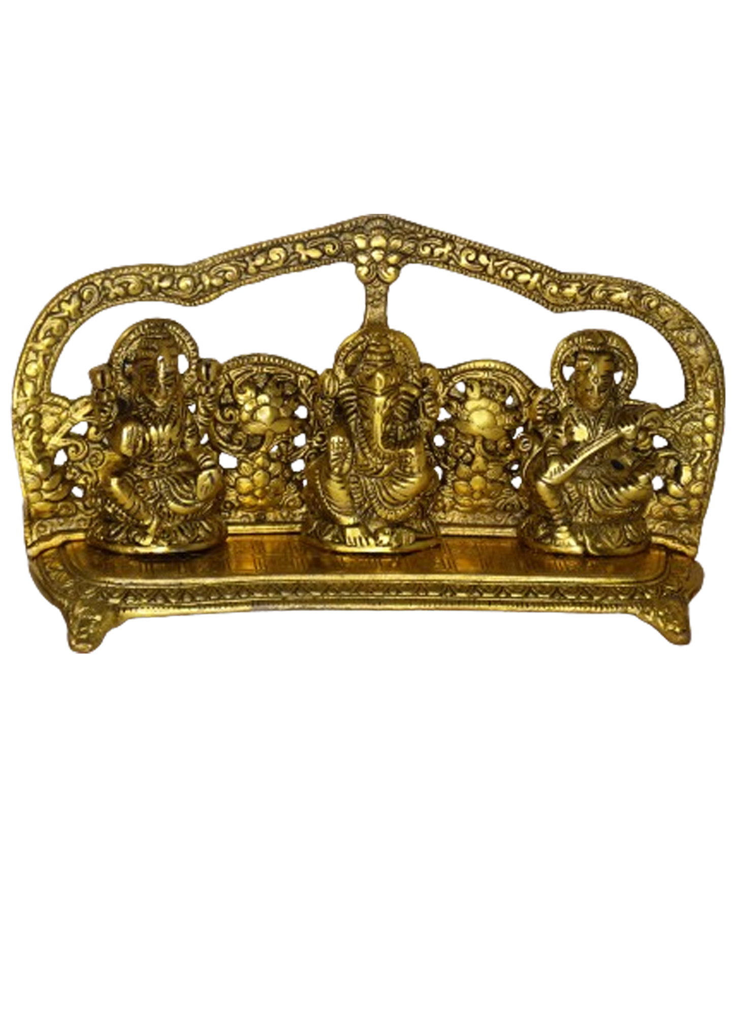 Mata Lakshmi, Shri Ganesh ji and Mata Sarasvati Metallic Sculpture