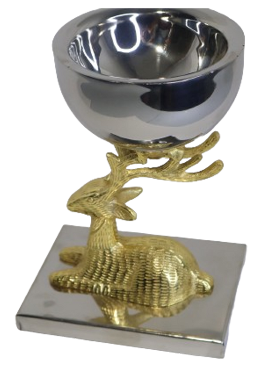 Golden Reindeer with Steel Bowl