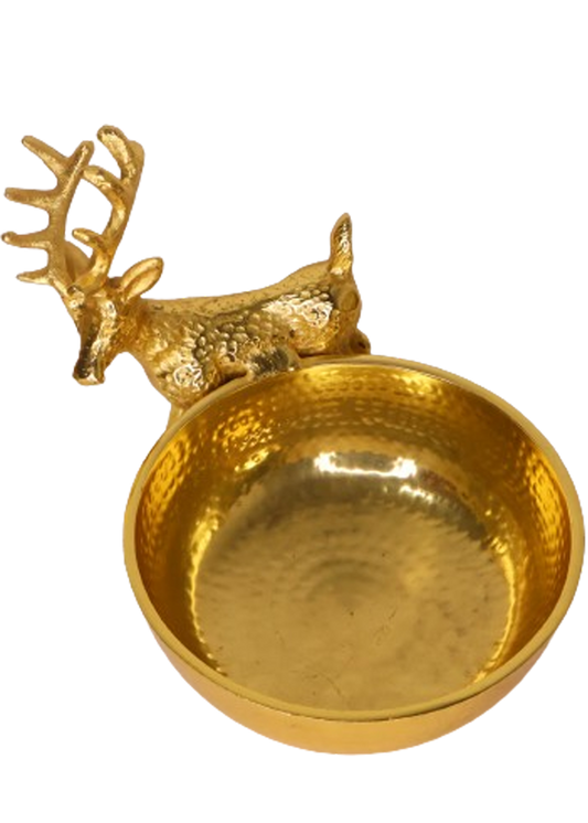 Golden Serving Bowl with Reindeer