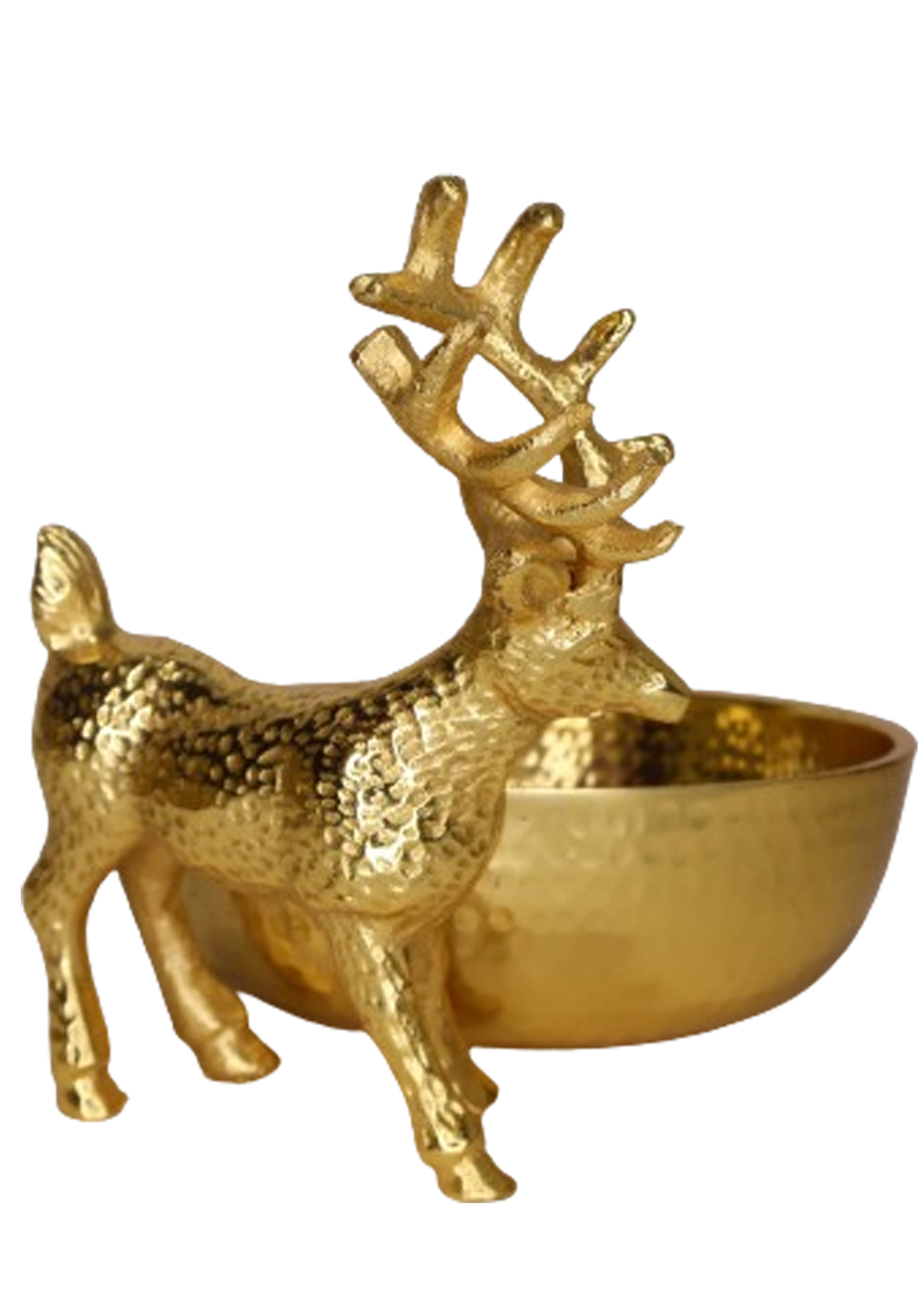 Golden Serving Bowl with Reindeer Yavi Decor Gifts